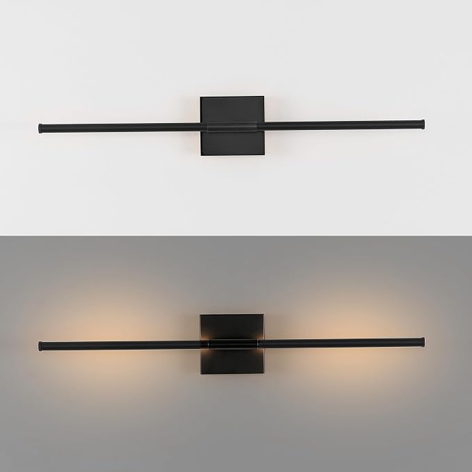 JONATHAN Y Makena 28" 1-Light LED Wall Sconce, Black | Dimmable, Modern, Integrated 12W, Hardwired, Sleek Metal, Ambient, Bathroom Mirror, Bedroom, Hallway, Vanity Mount