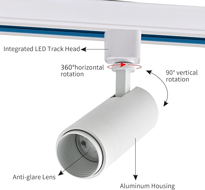 5CCT LED Track Lighting Heads 12W Dimmable,Zoomable Beam15°/24°/36°/45°/60°,2700K/3000K/3500K/4000K/5000K,Single Circuit H Track Lighting Heads Ceiling Fixtures Art Lighting,White-4Pack