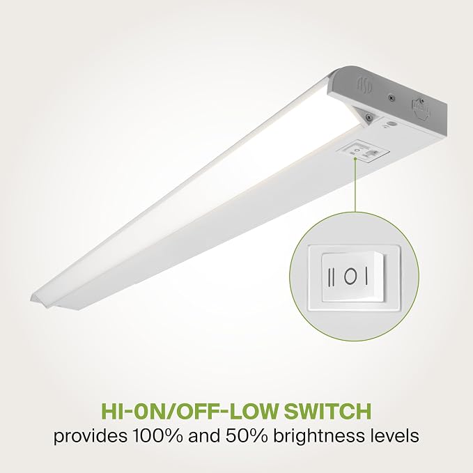 ASD Swivel LED Under Cabinet Lighting Plug in or Hardwired 32 Inch, Dimmable Under Cabinet Lights with High/Low/Off Switch, 3CCT 2700K-4000K, Linkable Under Counter Lights for Kitchen, White, ETL