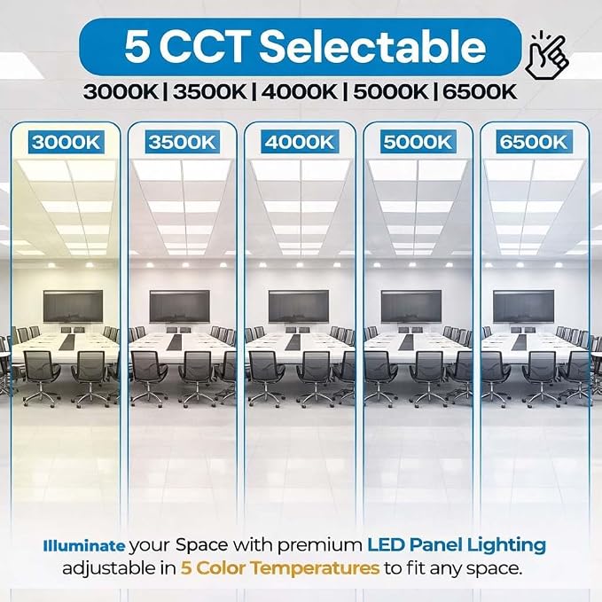30 Pack 2x2 LED Flat Panel Light for Drop Ceiling, 5200lm Selectable 20W/25W/30W/35W/40W, Color Temperature 3000K/3500K/4000K/5000K/6500K, 0-10V Dimmable, 120-277V, ETL