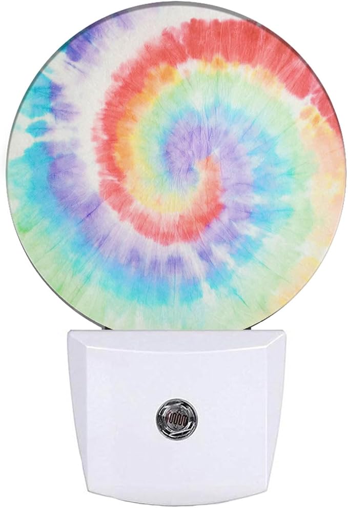 EKOBLA Tie Dye Night Light, Rainbow Spiral Colorful Night Lights Plug Into Wall with Auto Sensor for Bedroom and Bathroom