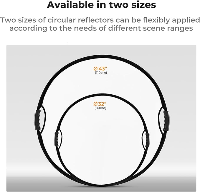 K&F CONCEPT Light Reflector with Grips, 32"(80cm) 5-in-1 Photography Diffuser Collapsible Portable with Grips for Studio and Outdoor Lighting Gold Silver White Black Translucent