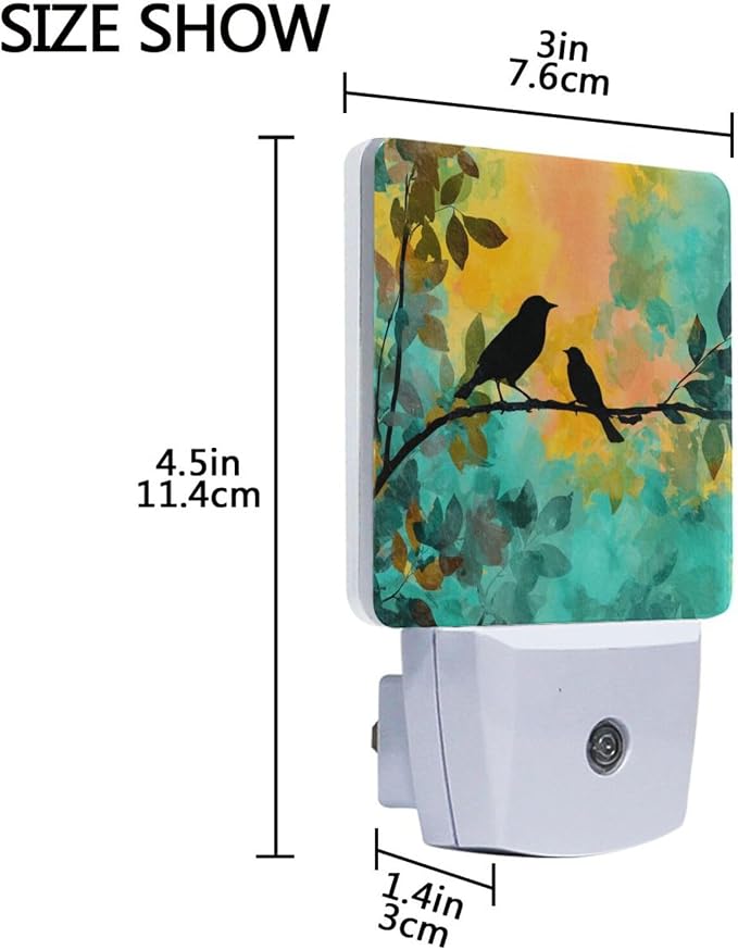 Black Bird Orange Green Night Light Dusk to Dawn Sensor LED Night Dimmable Nightlight Lights Plug into Wall for Living Room