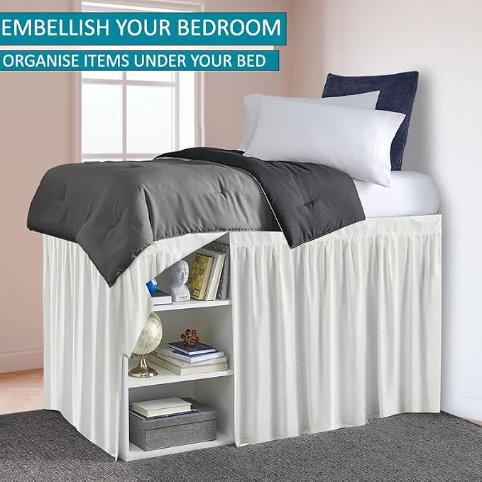 Dorm Room Bed Skirt, Twin XL - 30 inch Drop, Dust Ruffled Bed Skirt for College Dorms, 100% Microfiber Extra Long Bedskirt - Light Grey