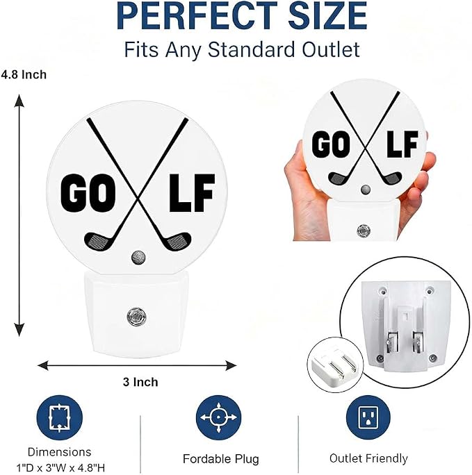 Nightlight Golf Symbol Night Lights Plug Into Wall Auto Sensor | Field Sport Ball Night Light Auto Led Sleep Round Lamp for Living Room Hallway Stairs