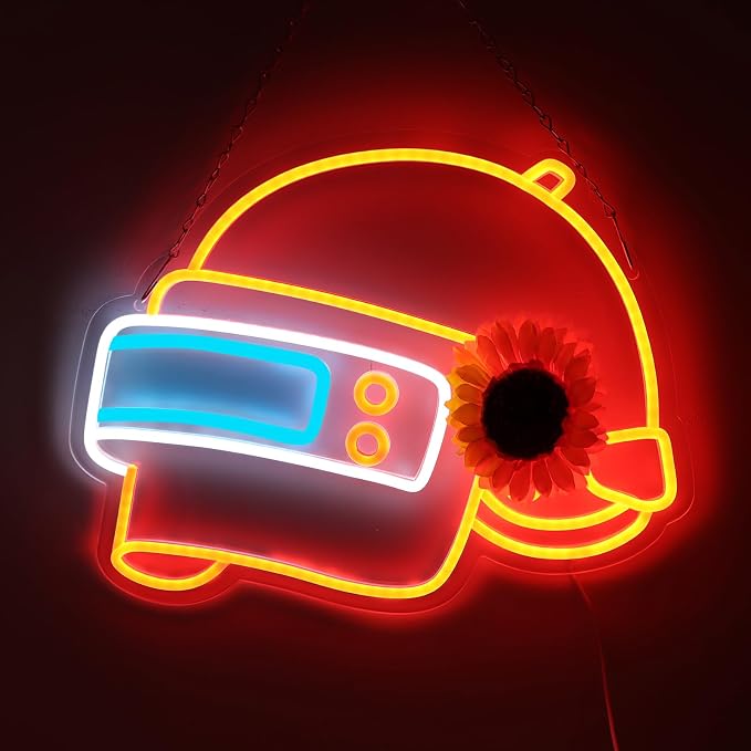 WonderfulLife Helmet Game Neon Sign for Game Zone Decor, Led Lights for Man Cave Play Room Internet Bar or Bedroom Decoration.5V USB Powered,Easy Hanging.