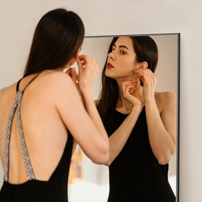21"x64" Mirror Full Length, Upgraded Body Wall Mirrors | Shatter-Proof Nano Glass, Tall Standing, Hanging or Leaning, Aluminum Alloy Frame for Bedroom, Modern Home Decor, Black
