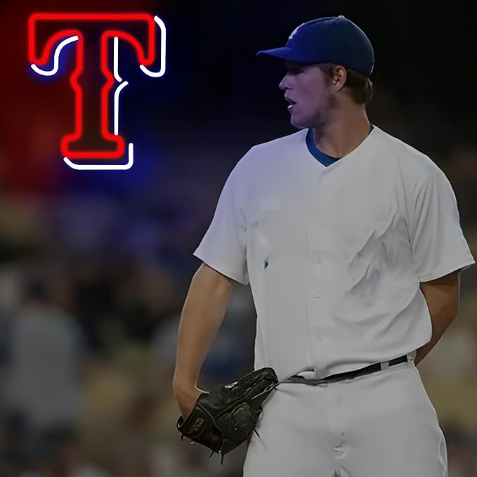 Baseball Neon Sign for Wall Decor Rangere Baseball LED Light Up Sign Baseball Wall Decor Sports Neon Lights for Club Bedroom Man Cave Bar Sports Gifts for Men Boys Fans,Size 14.6 * 12.8 in(FMXD148)