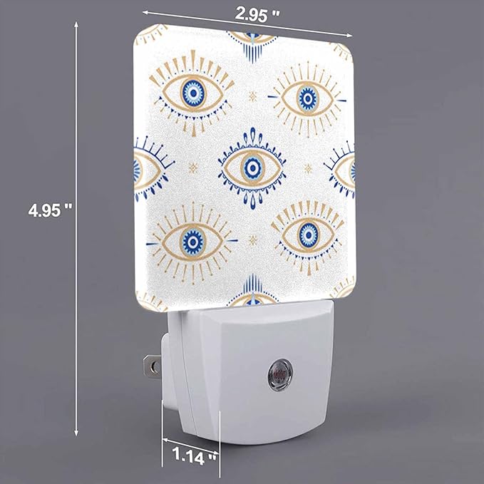 LED Night Light,Evil Eye Pattern LED Night Light Plug into Wall with Dusk to Dawn Light Sensor White Energy Efficient Nightlight for Bedroom Bathroom Hallway Living Room Kitchen