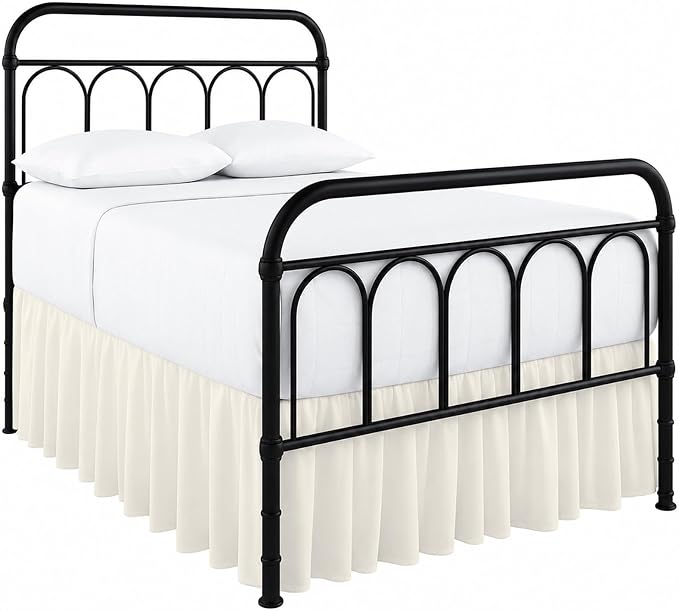 Ruffled Bed Skirt with Split Corners-Dust Ruffle - 16" Drop 100% Microfiber Soft,Sheen & Luxurious Look - Bed Skirts (Ivory -Full)