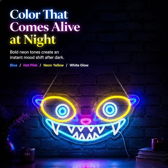 Tiger Neon Sign, | Fierce Animal Wall Light, Fantasy Game Room Light, 11.2"x16.5"