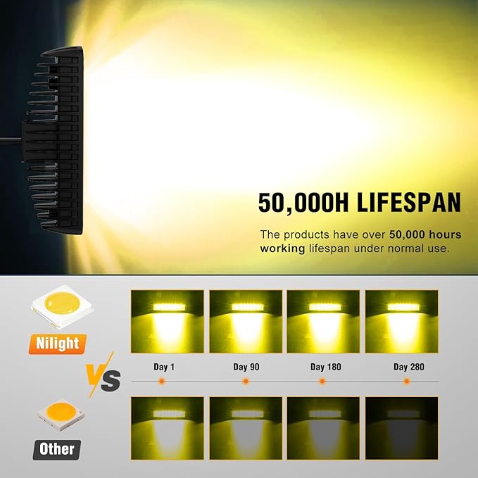 Nilight 6 Inch Yellow LED Light Pods 2 PCS 60W Flood Spot Combo Beam Off Road Work Driving Fog Lighting for 12V 24V ATV UTV Pickup Truck Tractor Boat