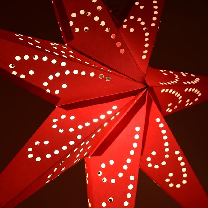 Fountain Red Paper Star Lantern with 12-foot Power Cord Included