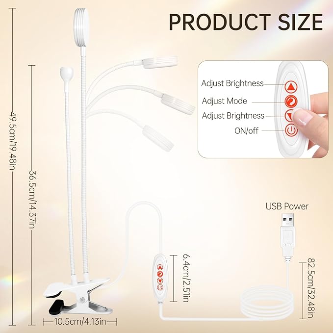 AORAEM LED Nail Lamp Double-Headed UV LED Light Quicky-Dry Duck Neck UV Lamp Dryer Curing Light with Portable Gooseneck and Clamp Flash Cure U V Light for Gel Nails Professional Home DIY Salon White