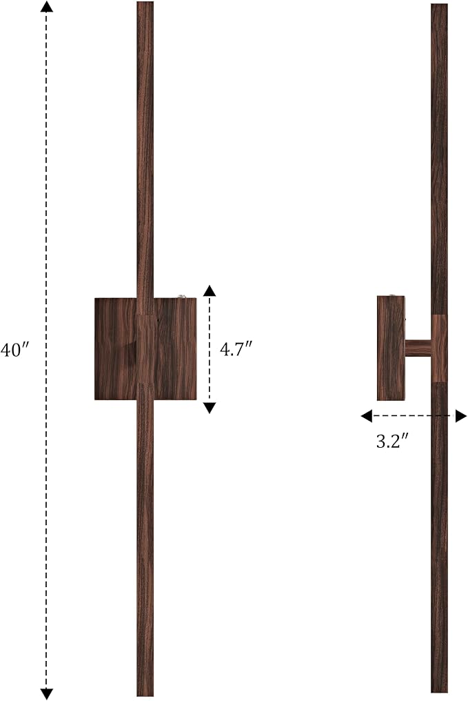 Rayogale Walnut Battery Operated Wall Sconce with Remote Control 40 Inch | 3000/4500/6000K Dimmable 8000mAh Wireless Rechargeable Wall Sconces Set of Two with Timer for Living Room, Bedroom, TV