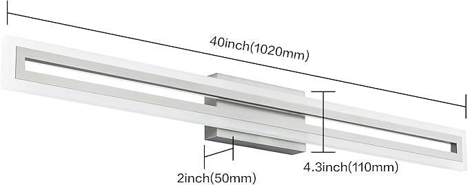 SOLFART Bathroom Lighting Fixtures Over Mirror Brushed Nickel 40 Inch Led Vanity Light 6000K