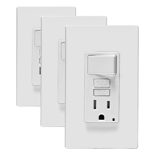 Leviton GFCI Switch Outlet Combo, 15 Amp, Self Test, Tamper-Resistant with LED Indicator Light, Saves Space, GFSW1-W, White (Pack of 3)