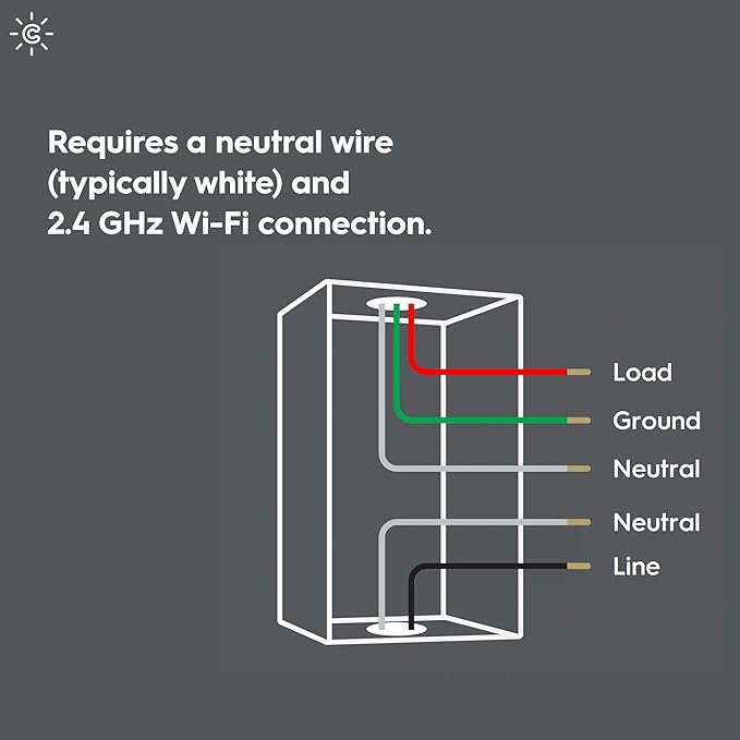 C by GE 4-Wire On/Off Button Style Smart Switch with Bluetooth and Wi-Fi, Neutral Wire Required, Alexa and Google Home Compatible Without Hub, 1-Pack (Packaging May Vary)