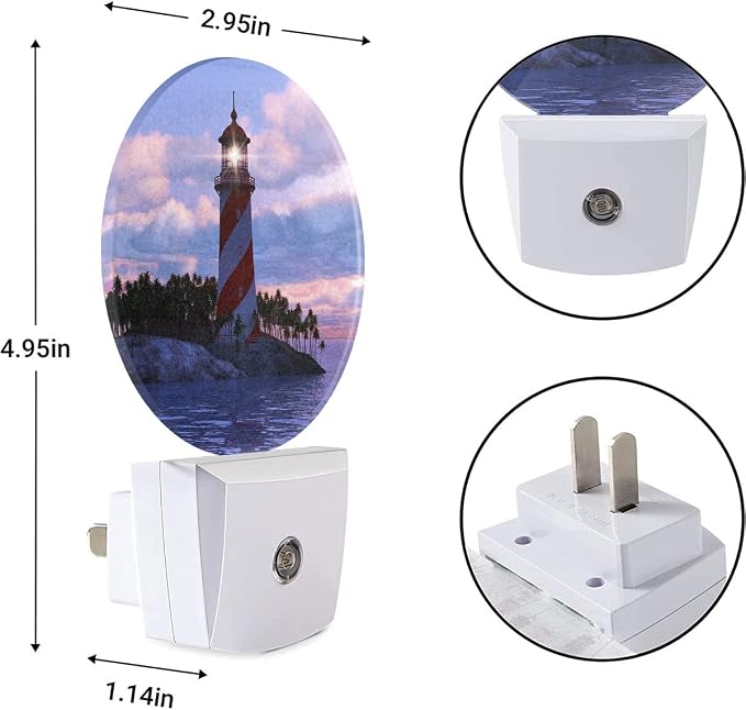 EKOBLA Lighthouse Night Light, Coastal Sunset Seaside Night Lights Plug Into Wall with Dusk to Dawn Sensor for Men Women