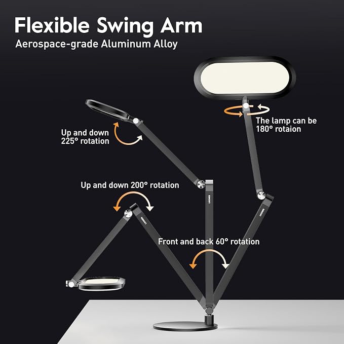 Premium LED Desk Lamp, Dual-Sided Soft Lighting with Knob Remote | Eye-Caring Diffused Light for Home Office, Video Conferencing, Zoom, Reading, Study, Craft, Stepless Dimming & Color, Memory
