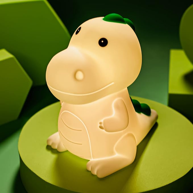 LED Cute Dinosaur Night Light, Cute Silicone Dinosaur Lamp and Animal NightLight, LED Squishy Animal Light for Sleep, Kawaii Bedside Lamp Room, Rechargeable Bedside Touch Silicone Lamp