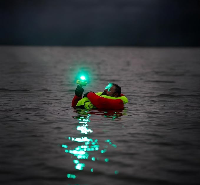Sirius Signal C-1002 SOS LED Distress Signal, 2-Color + IR - USCG Approved | Electronic Boat Flare Replacement, Bright Two-Color (Red-Orange/Cyan) + Infrared, Includes Mount, Daytime Flag & Whistle