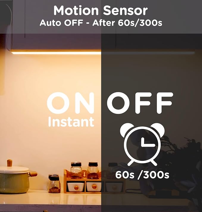 Under Cabinet Lighting Plug in, AC120V LED Motion Sensor Light Indoor 3000K/4000K/5000K, Super Bright, Linkable Under Counter Light for Kitchen,Closet,Shelf,Aluminum (32inch,White,2Pack)