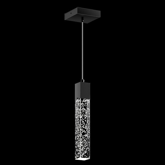 Pendant Lights Kitchen Island, 6500K Modern Kitchen Island Lights Brushed Black, 1 Pack Ceiling Lighting Fixtures with Crystal Bubble, Island Lights for Kitchen Dining Room Bedroom Hallway