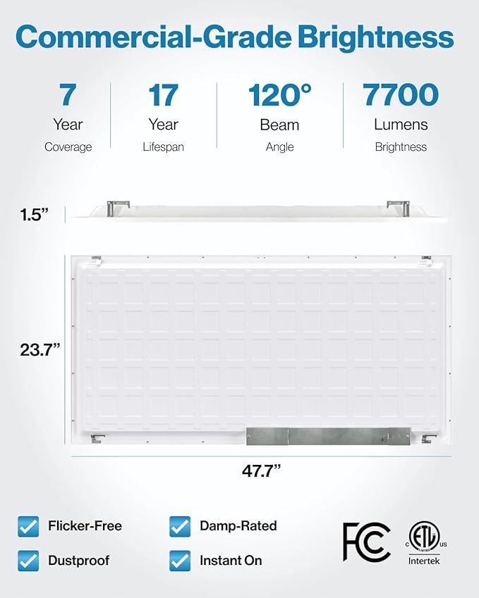 Sunco 2x4 LED Flat Panel Light Drop Ceiling Office Fixture, 7700 LM, Selectable Features, 40W/50W/60W, 4000K/5000K/6000K, Dimmable (0-10V), Dustproof ETL
