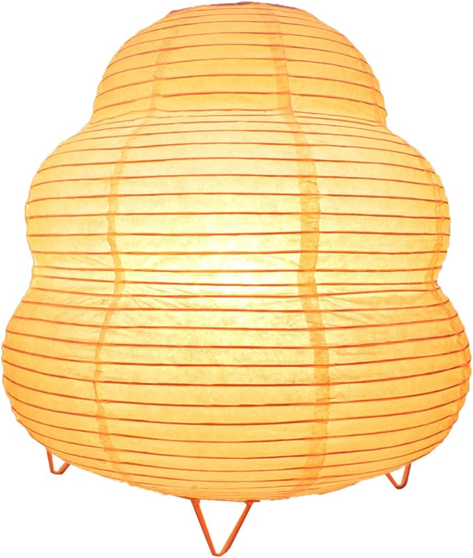 Japanese Rice Paper Lantern Lamp - E14 Base Night Light with Us Plug for Bedroom, Living Room, Kids Room - Cozy Orange Paper Lamp for Home Decor