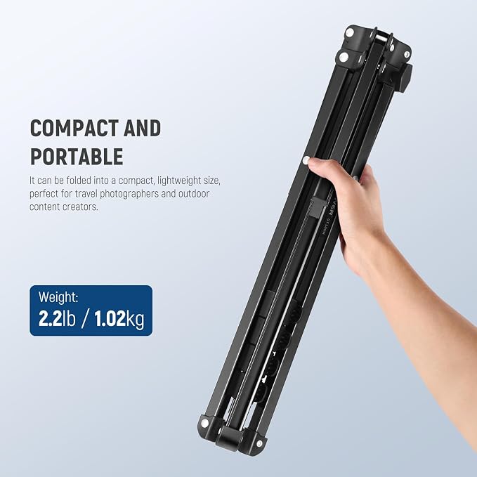 NEEWER 71" Portable Metal Camera Tripod Stand, Reverse Folding Light Tripod with LED Light Ring, Reflector, Flip Locks for Live Streaming, Vlog, Video Recording, ST180R