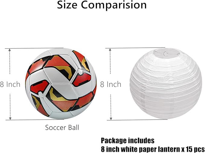 15pcs White Paper Lanterns Hanging Ball Lanterns for Birthday Wedding Bridal Baby Shower Art Class Home Outdoor Indoor Party Decoration (8 inch)
