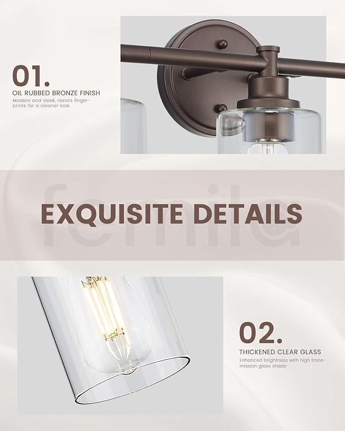 FEMILA 32" Bathroom Light Fixtures, Oil Rubbed Bronze Vanity Light, 5 Light Bathroom Lights Over Mirror, 4FYC56B-5W ORB