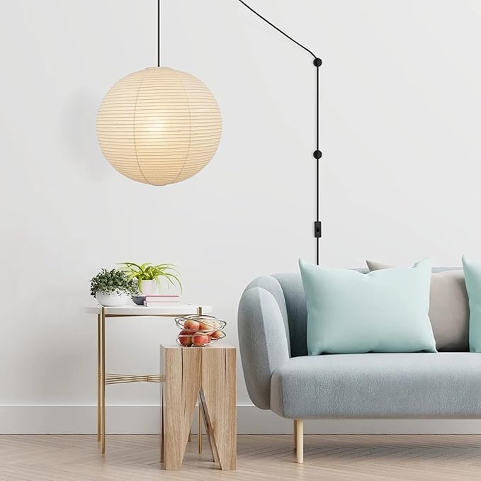 15.75" White Round Paper Lanterns, Chinese/Japanese Paper Lantern Pendant Light, Large Hanging Paper Lamp Shade for Party Decoration, Home Decor Ceiling Lampshade(2 PCS)