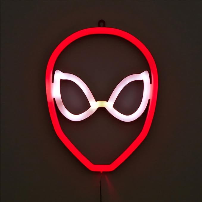 Marvel Spiderman Neon Figural LED Hanging Wall Art,Kids Bedroom & Playroom Wall Décor, 6.1" x 8.3"
