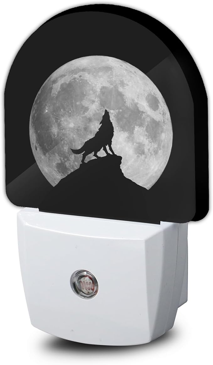 Night Light, Full Moon Howling WolfNight Lights Plug Into Wall Decor, Home Indoor Stairway Kitchen Corridor,Boys Girls Women Men Room Gifts