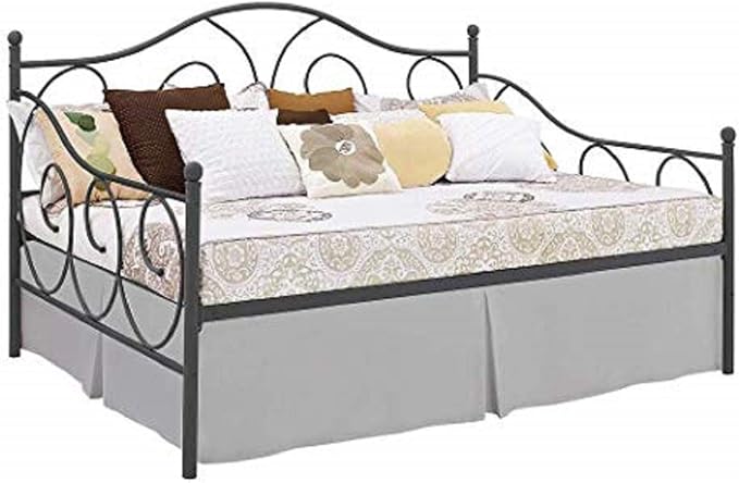 Pleated Bed Skirt with Split Corners for Daybeds - Three Side Coverage - Made with Brushed Microfiber, (Twin Size, Light Grey Solid)/18 Inch Drop