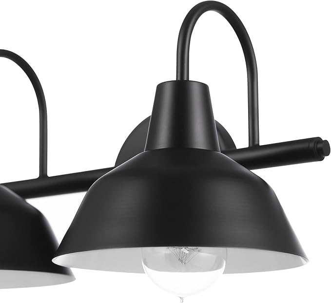 Globe Electric 63000004 3-Piece Bathroom Set, Matte Black, 15.5" 2-Light Vanity Light, Towel Ring, Toilet Paper Holder, Bulb Not Included