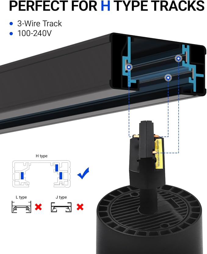 Barrina TR40C Track Grow Lamp, 3 x 40W, 4000K, Adjustable Beam Angle, Black | 15°-60° Beam Focus, H-Type Plant Light Bulbs for House Plants, Ceiling Mount Full Spectrum Grow Lamp with Timer, High PPFD
