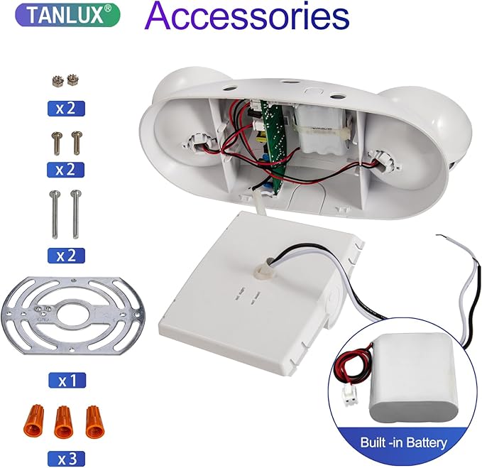 TANLUX LED Emergency Lights with Battery Backup, UL Listed, AC 120/277V, Hardwired Emergency Exit Light Fixtures for Business - 4 Pack(White)