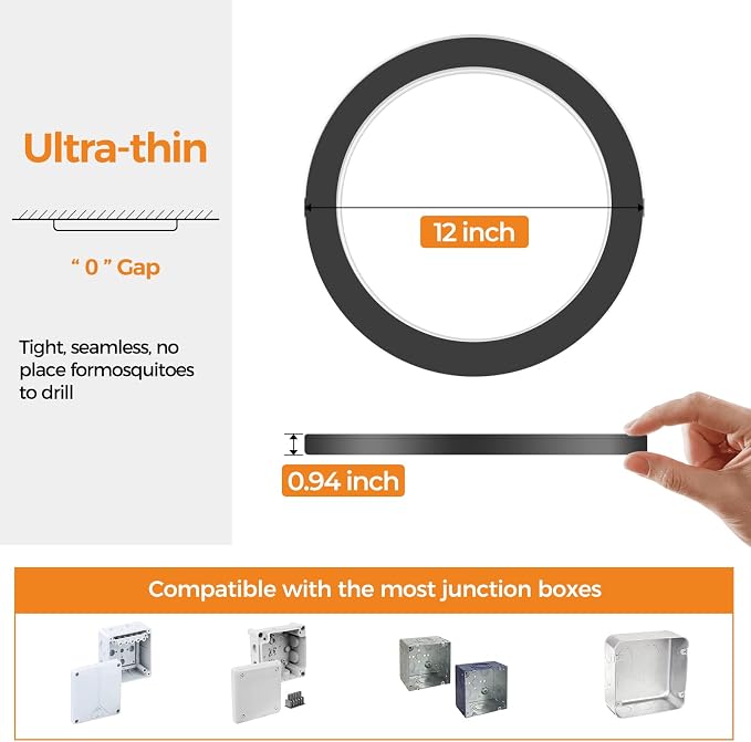 3 PackFlush Mount LED Ceiling Light Fixture Black, 12Inch & 3000K-4500K-6000K Ceiling Lamp 3200LM Ceiling Light for Bedroom, Bathroom, Kitchen, Living Room