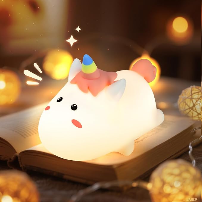 Dealswin Christmas Stocking Stuffers Girls Gifts, Cute Animal Silicone LED Night Light for Kids, Color-Changing Touch Lamp, Bedside & Nursery Night Lamp for Toddlers Baby Room Decor, Birthday Gift