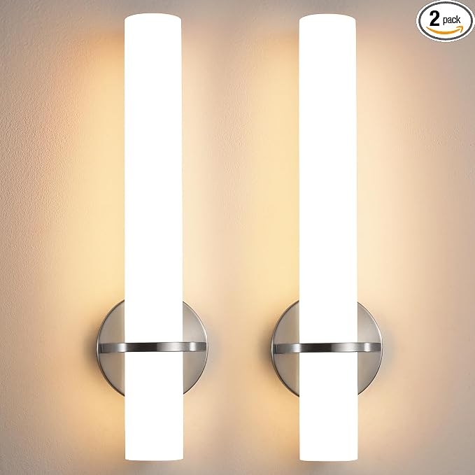 AIJIASI Brushed Nickel Bathroom Sconces Wall Lighting 18W LED Dimmable Vanity Light Fixture, 2700K-5000K Indoor Modern Wall Light Fixtures for Bedroom Living Room Mirror Hallway Porch 18 inch