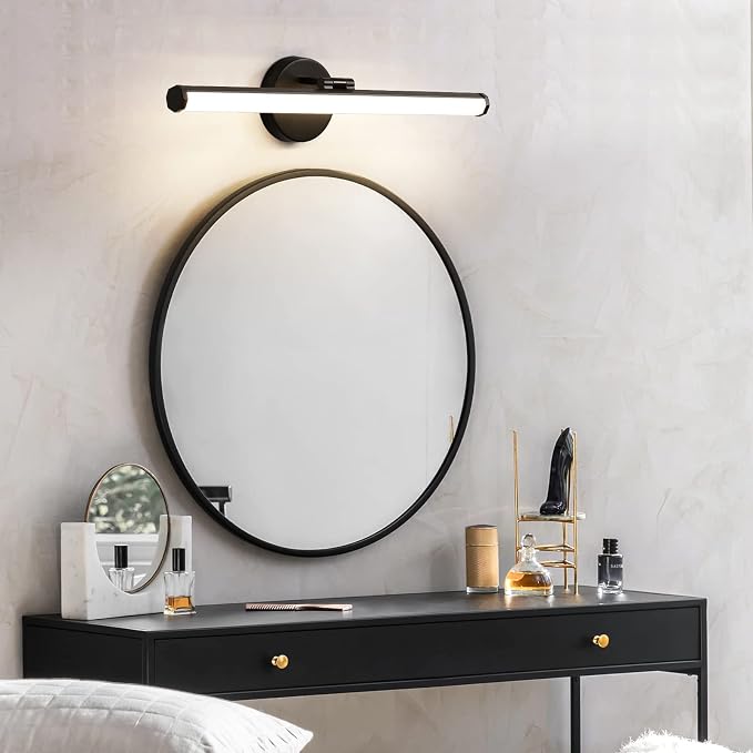 KAISITE Bathroom Light Fixture Over Mirror - Black Vanity Light 18W 4000K LED Bathroom Lighting Fixture Angle Adjustable 22 Inch Modern Vanity Light Bar for Bedroom Living Room