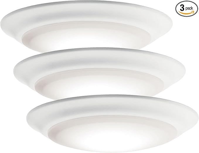 Kichler Gen I LED Downlight, 7.5" Ceiling Flush Mount Interior Dimmable Light, 2700K, (7.5" x 1.5"), White, 43846WHLED27 (Pack of 3)