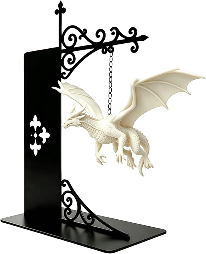 Magical Floating Dragon Bookshelf Lamp, Warm LED Dragon Night Light, Fantasy Reading Nook Decor, Unique Gift for Fantasy Lovers and Book Readers (White)