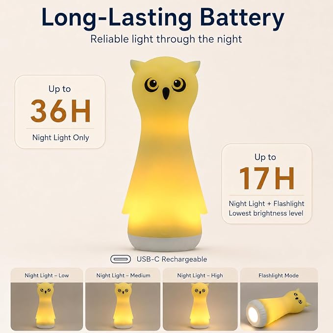 Toys for 3-10 Year Old Girls, Night Light With Flashlight for Kids-Rechargeable LED Dimmable Night Light for Toddler Bed Room Handheld Emergency Flashlight for Camping Gear Hallway Stairway Walking