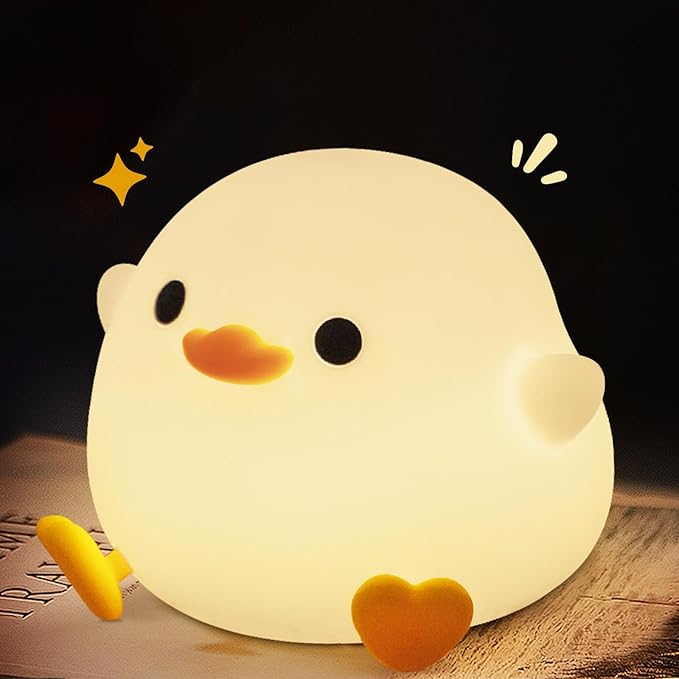 Cute Duck Night Light, Dodo Duck Cute Lamp, Bean Shape, Kids Squishy Ducky Stuff, Silicone Dimmable Baby Nursery Touch Nightlight, Boy Girls College White Elephant Gifts, Home Décor Things