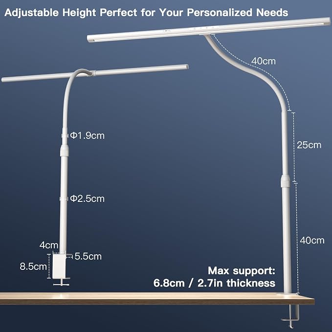EYOCEAN Desk Lamp, 31.5" Desk Light for Home Office, Brightest 24W, Gesture Sensor & Remote Control, Dimmable & Color Temperature, Monitor Light Bar with Telescopic Rod, Height Adjustable