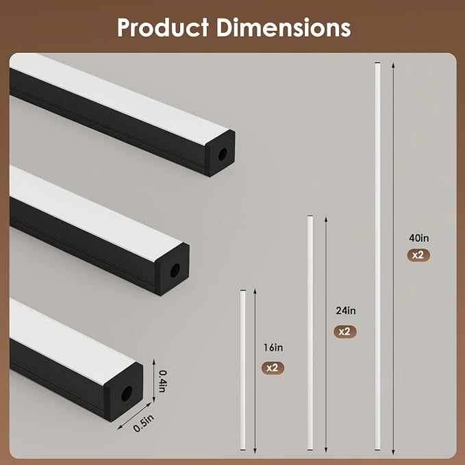 Slat Wall Lights for Wood Panel-6PCS LED Recessed Lighting Kit | White Light Cover Adhesive Black LED Light for Wood Slat Wall Panels,Dimmable& Touch 3000K Led Strip Lights